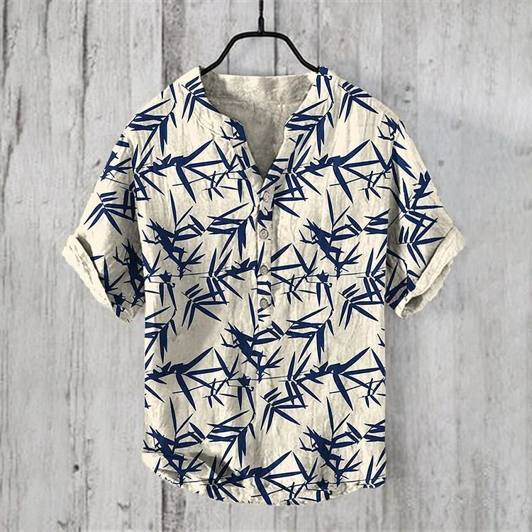 National Bamboo Printing Men's Shirt 3D Digital Printing Elegant Style