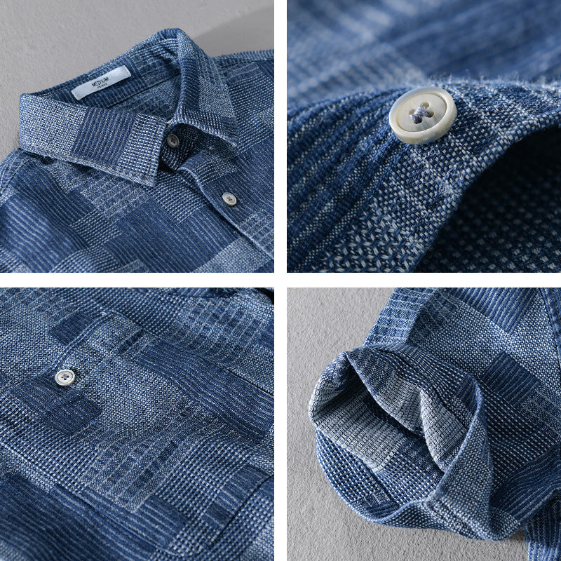 Men's Simple Loose Cargo Denim Short-sleeved Shirt